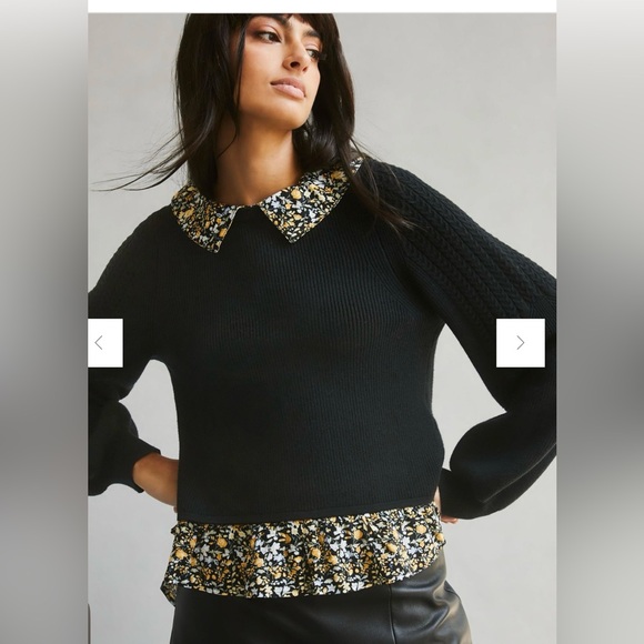 Anthropologie Maeve Textured Twofer Pullover Sweater size Large - Picture 3 of 9